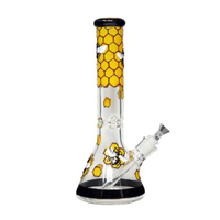 Nice Glass14 Inch 9mm 3D Wrap HoneyBee Beaker Bong -disc